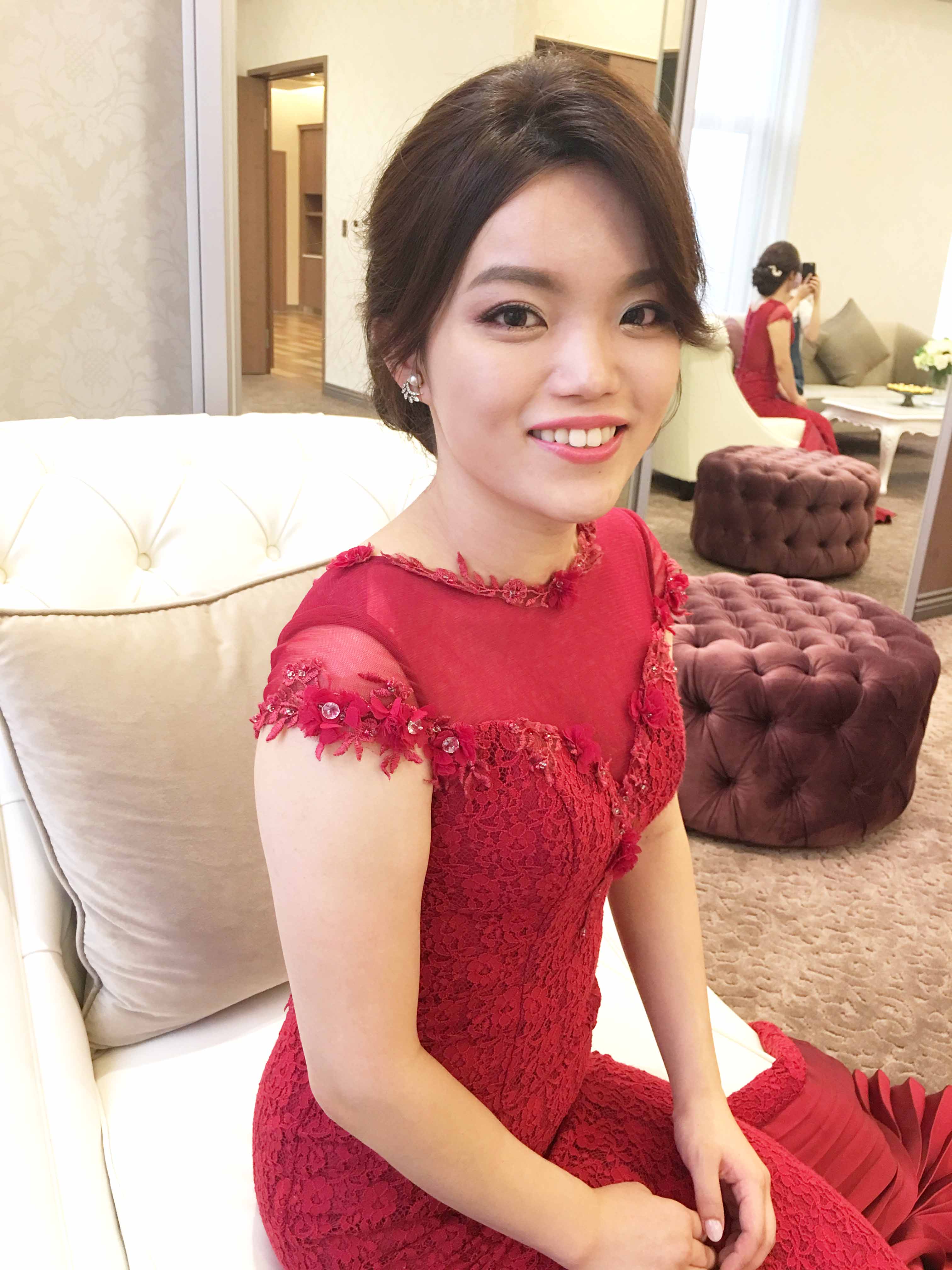台北新娘秘書推薦紅禮服文訂造型