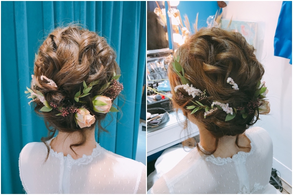 短髮新娘花卉造型
