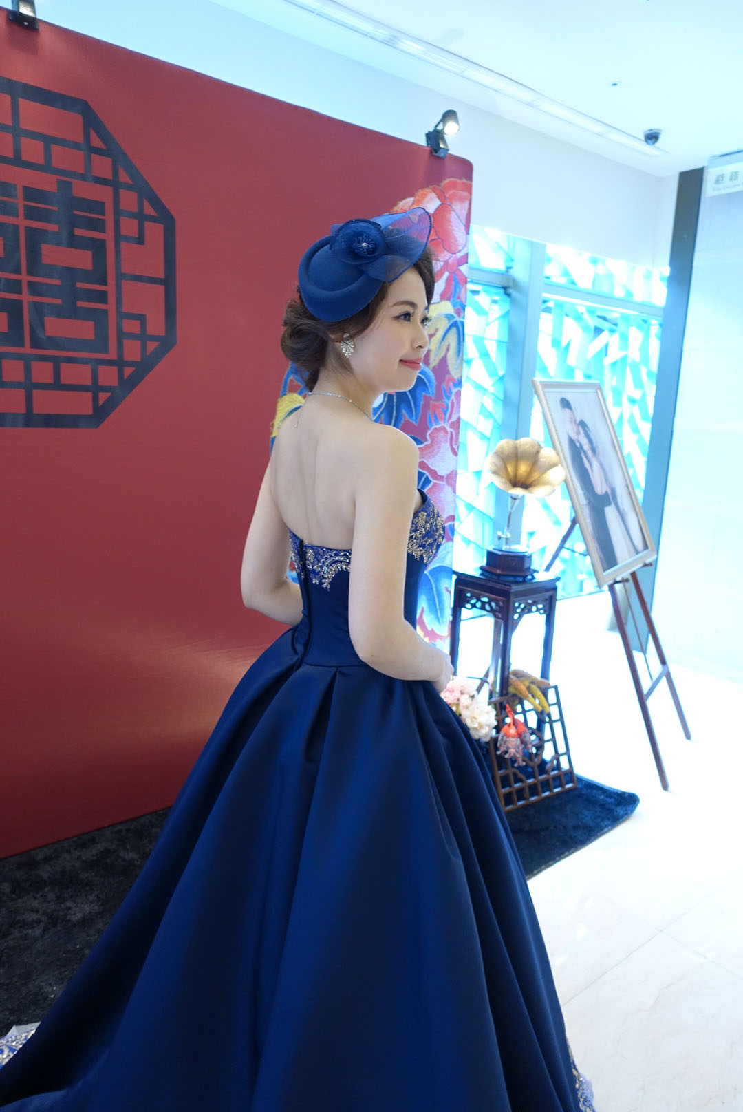 藍色禮服中式新娘造型新秘elaine