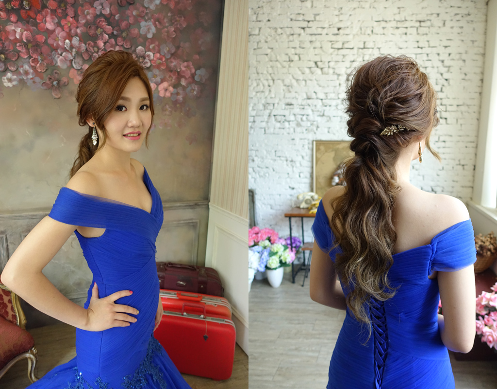 韓式新娘髮型時尚低馬尾韓式婚紗造型