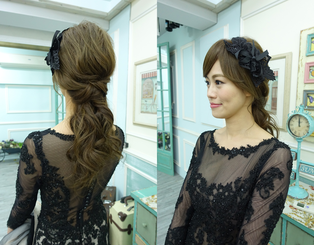 韓式新娘髮型時尚低馬尾韓式婚紗髮型
